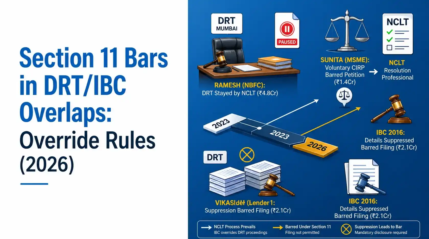 Section 11 Bars in DRT/IBC Overlaps: Override Rules (2026)